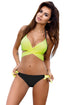 Sexy Bright Yellow Wrap Front Halter Bikini Tie Side Bottom Swimsuit